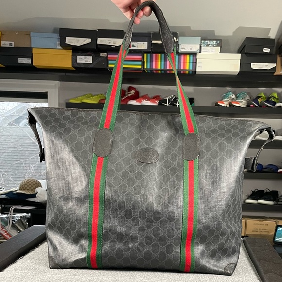 🐃GUCCI ACCESSORY GG SUPREME LARGE WEB CANVAS BAG🐃 - Picture 1 of 9